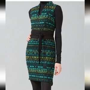 Akris Punto Green Multi Tweed Sheath Dress 8 Sleeveless V-neck